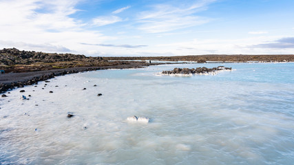 view of Blue Lagoon Geothermal lake in Iceland