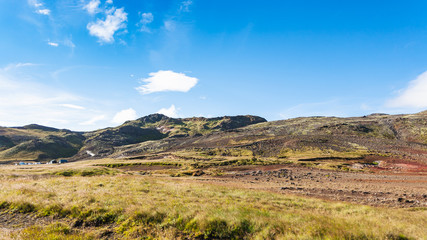 hot springs on slope in geothermal area Krysuvik