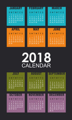 Calendar for 2018 year.