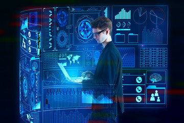 Financial chart and media concept