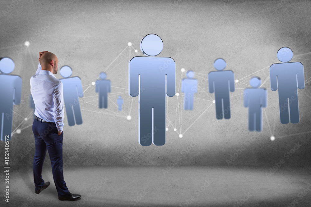 Poster network connection with people linked each other - 3d rendering