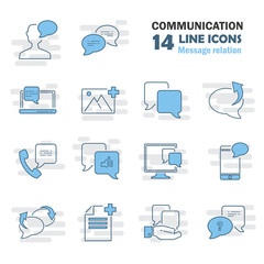 Message relation line universal icons set for web and mobile design