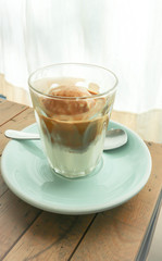 Affogato coffee or ice cream in espresso coffee