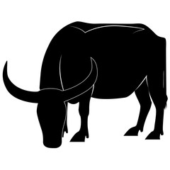 Picture of a buffalo silhouette for retro logos, emblems, badges, labels template vintage design element. Isolated on white background
