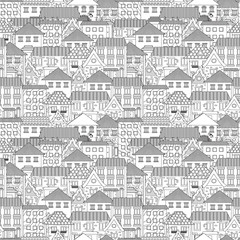 Obraz premium seamless texture with cozy houses for coloring book