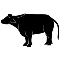 Picture of a buffalo silhouette for retro logos, emblems, badges, labels template vintage design element. Isolated on white background