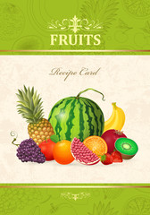 vintage card with fresh fruits and berries for your design