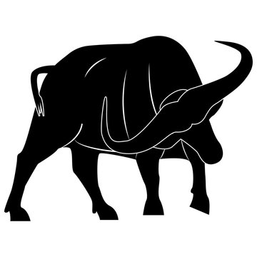Picture of a buffalo silhouette for retro logos, emblems, badges, labels template vintage design element. Isolated on white background