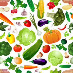colorful seamless texture with fresh vegetables for your design