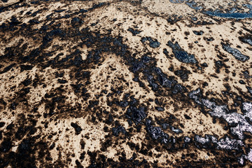 Athens, Greece, September 14 2017: Greek oil spill spreads to Athens Riviera following the sinking of an oil tanker in Saronic Gulf.