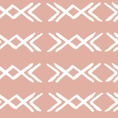 Scandinavian ornament painted in a hand-drawn seamless pattern. Geometric shapes and discreet pastel color. Ideal for wrapping paper and wallpaper.