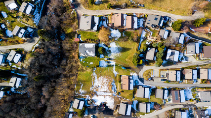 Aerial view of a Swiss village - Switzerland -Wallis
