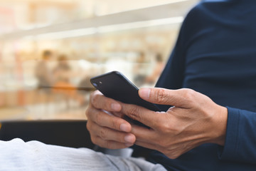 Man using smartphone