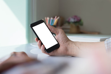 Man using smartphone