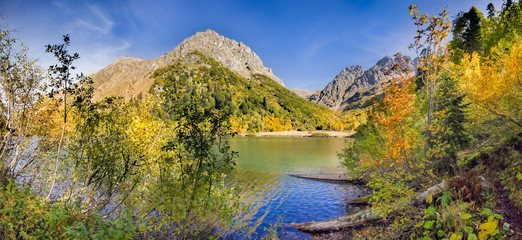 Panoramic view of Lake Kardyvach. Caucasian Biosphere Reserve. Russia.
