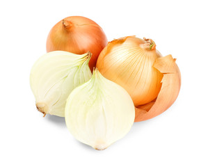 Fresh raw onion on white background