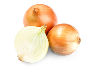 Obraz premium Fresh raw onion on white background