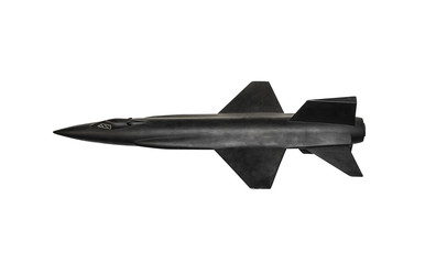Model of a military rocket on a white background.