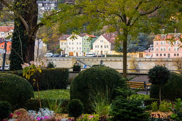 Obraz premium View of Passau with Danube river, embankment and cathedral, Bavaria, Germany
