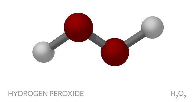Hydrogen peroxide molecule, rotating seamless loop, 3d animation, 4k 30fps