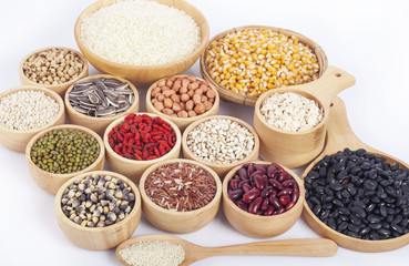 Cereal grains , seeds, beans