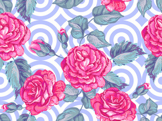 Seamless pattern with roses. Rose floral design vector background. Perfect for wallpapers, pattern fills, web page backgrounds, surface textures, textile