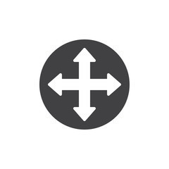 Quadro four directions arrows icon vector, filled flat sign, solid pictogram isolated on white. Fullscreen symbol, logo illustration.