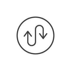 Up down curved directional arrow line icon, outline vector sign, linear style pictogram isolated on white. Symbol, logo illustration. Editable stroke