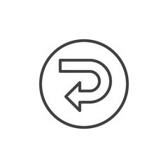 Return navigation arrow line icon, outline vector sign, linear style pictogram isolated on white. Symbol, logo illustration. Editable stroke