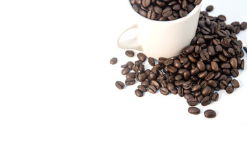 Coffee with a cup on white background