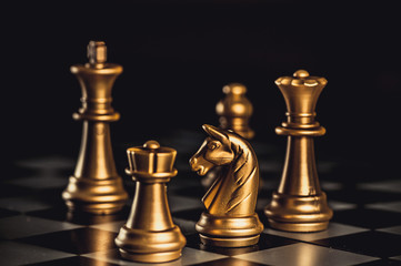 chess pieces on black and white board - Powered by Adobe