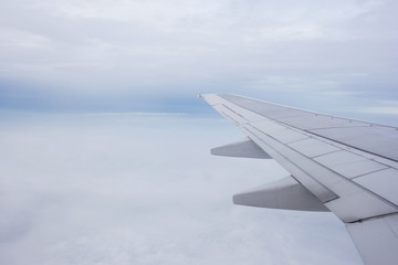 Fototapeta premium Airplane wing out of window
