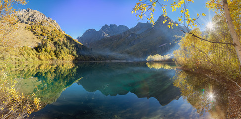 Morning panorama of Lake Kardyvach. Caucasian Biosphere Reserve