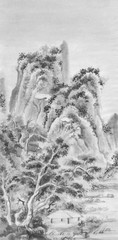 mountains landscape chinese ink painting