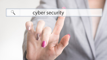 Word cyber security on a virtual screen