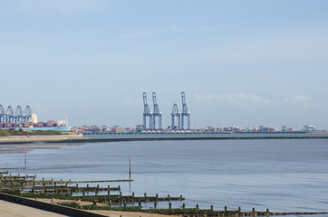 Fototapeta premium View of Flexistowe from Dovercourt promenade
