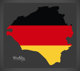 Wiesbaden City map with German national flag illustration