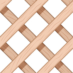 Wooden Window Fence Grids. Seamless Vector Illustration Of Lattice Wooden Window Fence Pattern.