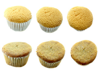 Banana muffin cake on white background
