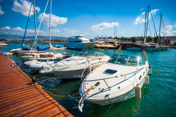 Speedboats in harbor, Cyprus, Paphos district