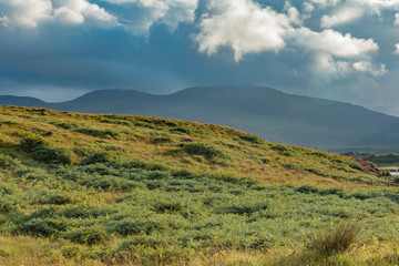 Fototapeta na wymiar lands between sky and ocean panorama of Scotland in England in summer