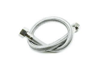 metal hose pipe for supplies Water on white background