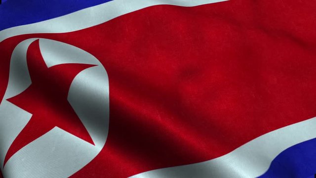 north korea flag waving samless loop