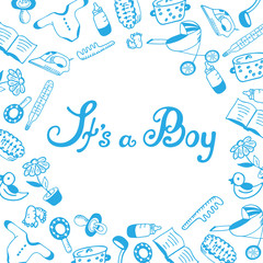 It`s a boy. Baby shower. Birth announcement.