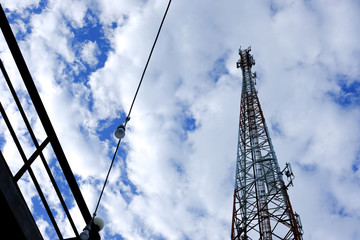 blue sky with cloud and electric pole in Line Thailand.