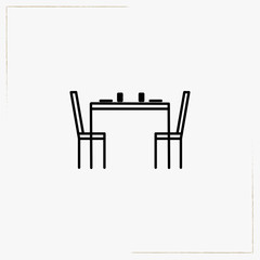 dinning table with chairs line icon