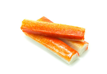 Crab sticks group on white background