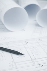 black pencil on architectural drawing paper and rolls for construction