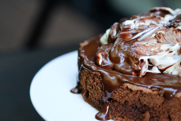 Close up Chocolate Torte. (selective focus)