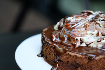 Close up Chocolate Torte. (selective focus)
